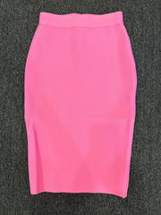 Solid Bandage Midi Skirt