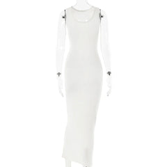 Solid Sleeveless Slim Fit Maxi Dress