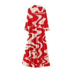 Red Casual Abstract Printed Dress