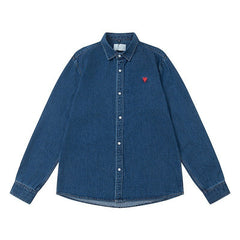 Heart Smooth Denim Button Up Jacket