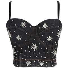 Galaxy Rhinestone Denim Corset