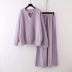 V-Neck Chain Loose Top + Drawstring Pants Set