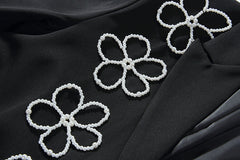 Retro Pearl Flower Embellished Blazer
