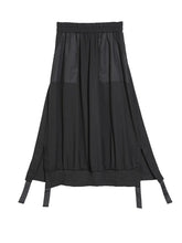 Spliced Pockets Elastic Waistband A-Line Skirt
