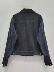 Diamond Tassel Long Sleeve Black Denim Jacket