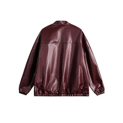 Vintage Stand Collar Leather Jacket