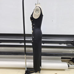 Sleeveless Brooch Embellishment Slim Maxi Dress