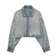 Vintage Ripped Crop Denim Jacket