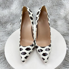 Pre Order: Black Lips Printed Patent Pointed-Toe Shoes
