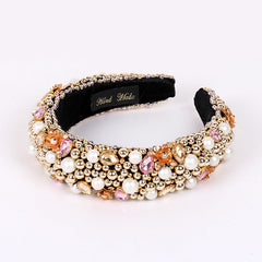 Casual Beaded Pearl Thick Headband