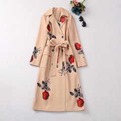 Double Breasted Beige Rose Trench Coat