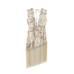 Asymmetric Tassel Lace Backless Dress
