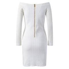 Off Shoulder Knitted Mini Hip Hugging Dress