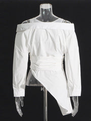Off Shoulder Irregular Lapel Waist Cinching Top