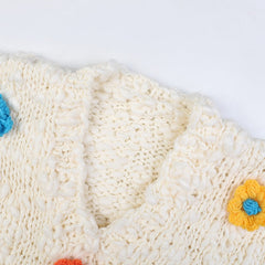 Hook Flower Loose V-Neck Knitted Sweater