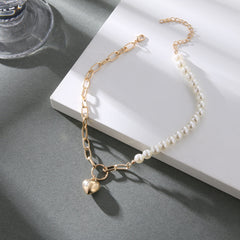 Heart-Shaped Pearl Collarbone Necklace