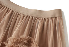 Solid Layer Cake Yarn Elastic Waist Skirt