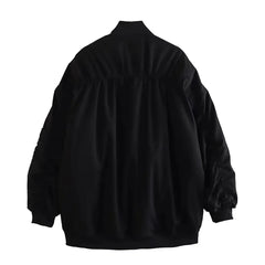 Pre Order: Black Tatting Zipper Knitted Stand-Up Collar Jacket