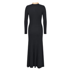Chic French Ruffled Collar Long Sleeve Long Dress