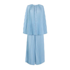 Solid Pleated Sleeveless Top + Wide Leg Trousers