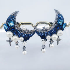 Micro Inlaid Zirconium Moon Pearl Earrings