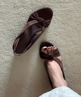 Brown Suede Splicing Sandals Cross Strap Peep Toe