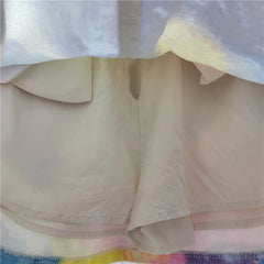 Tie Dye High Waist A-Line Denim Short Skirt