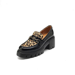 Thick Soled Platform Leather Loafers
