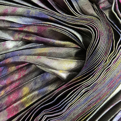 Metallic Light Colorful High Waist Elastic Waist Pleated Skirt