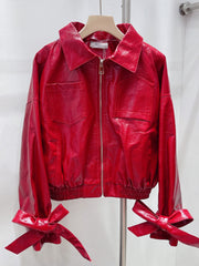 Glossy PU Short Motorcycle Jacket