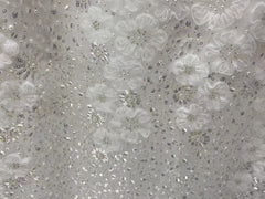 Sequined Beaded Floral Gauze Skirt