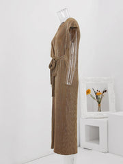 Metallic Slim Fit Pleated Dress