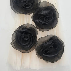 3D Mesh Flower High Elastic Waist A-Line Skirt