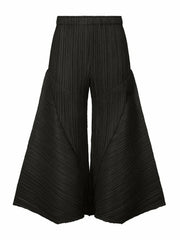 Pleated Wide Leg Elastic Waist Solid Trouser Pants