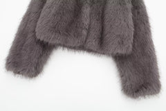 Gray Faux Fur Short Coat