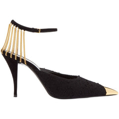 Pointed Metal Chain One Line Buckle Strap Stiletto Sandals