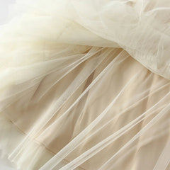 Solid Floral Multi-Layer Mesh Skirt