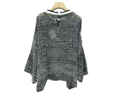 Sequins Hollow Round Neck Long Sleeved Top