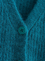 Solid Loose V-Neck Knitted Cardigan