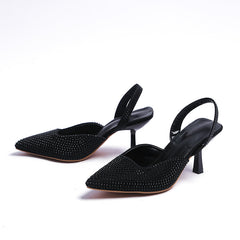 Crystal Pointed Toe Slingback Stiletto Sandals