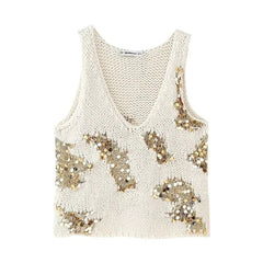 Sequin Knitted Vest Top