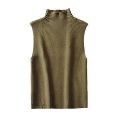 Turtle Neck Sleeveless Ribbed Chic Vest