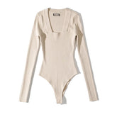 Solid Slim Square Collar Jumpsuit