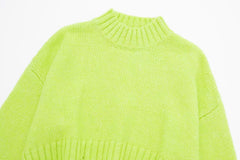 Edgy Solid Turtle Neck Ripped Cropped Sweater