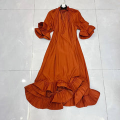 V-Neck Lace Up Big Hem Loose Maxi Dress