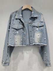Pearl Distressed Denim Washed Short Jacket