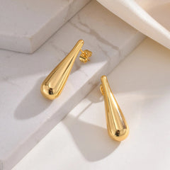 Stainless Steel Waterdrop Gold Plated Earrings