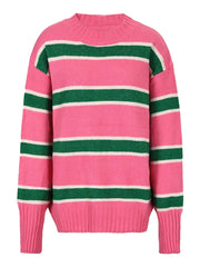 Pink Striped Big Knitted Sweater