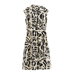 Pre Order: Belted Print Midi Shirt Dress