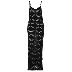 Woolen Backless Diamond Hollow Camisole Dress